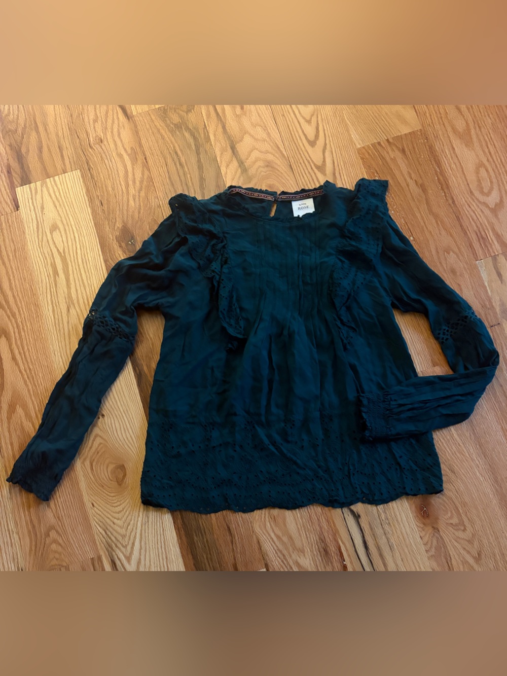 Knox rose hunters green Lace-Detail Peasant Top